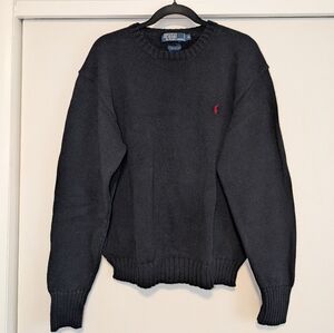 Polo by Ralph Lauren Black Cotton Knit Classic Sweater